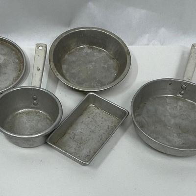 Vintage Toy Cookware - Child- Sized Aluminum Pots and Pans fir Pretend Play