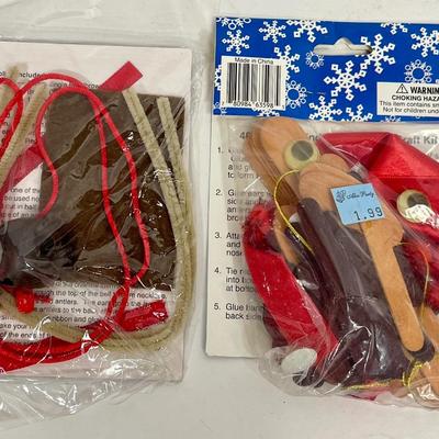 2 Christmas Holiday Reindeer Craft Kits - Jingle Bells and Popsicle Sticks