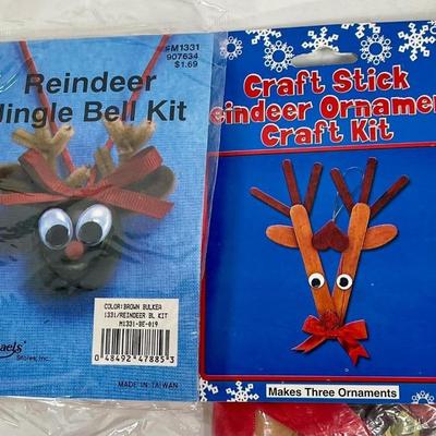 2 Christmas Holiday Reindeer Craft Kits - Jingle Bells and Popsicle Sticks