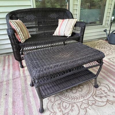 Resin wicker sofa and table