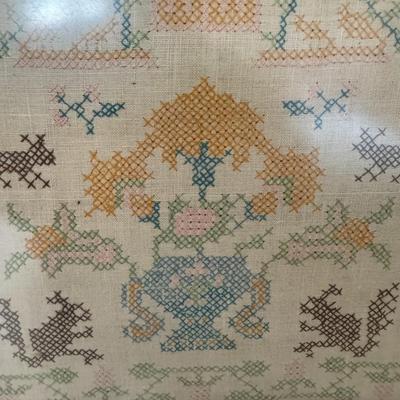 1937 Framed needle point sampler