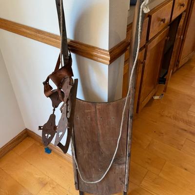 Antique iron rail sled and skates