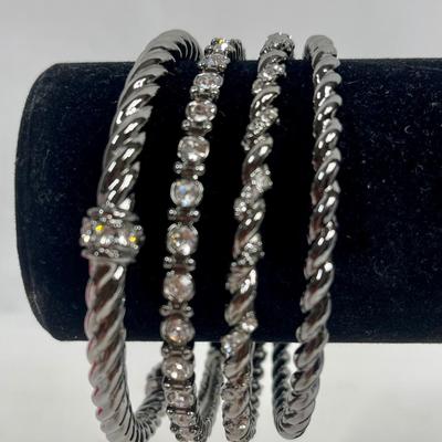 Premier Jewelry Oxidized Black Metal Bangle Bracelet 4pc Set (Jewelry Lot #3)