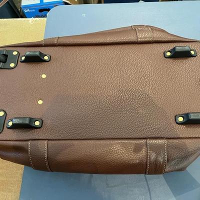 Brooks Brothers Brown Leather Wheel Duffle Weekender Travel Bag