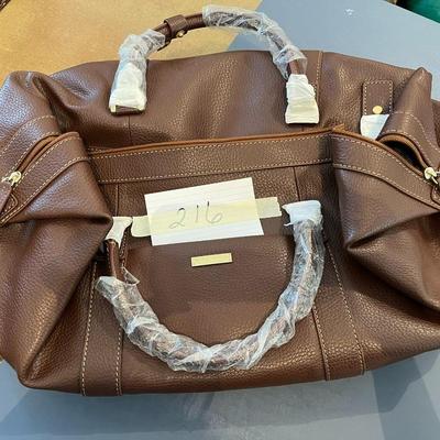 Brooks Brothers Brown Leather Wheel Duffle Weekender Travel Bag