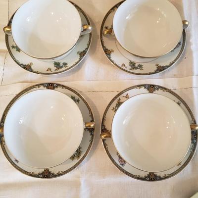 Vintage Noritake Soup Bowls & Saucers