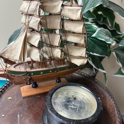 Model ship and vintage Chelsea gauge