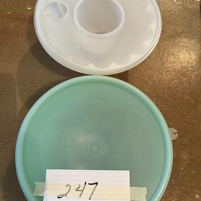 2 Tupperware Bowls With Lids - White, Green