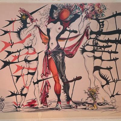 Salvador Dali Femmes Fleurs Artist Proof 1970 Color Lithograph (épreuve d'artiste) 1/1
