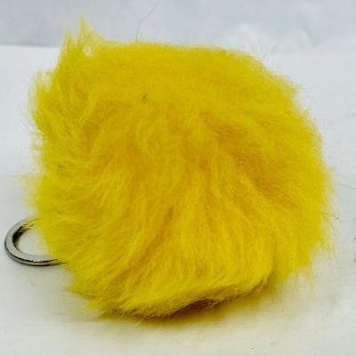 Fuzzy yellow keychain