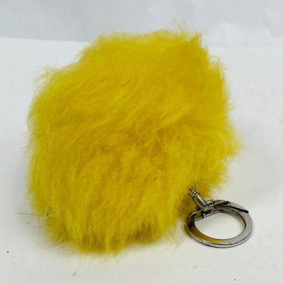 Fuzzy yellow keychain