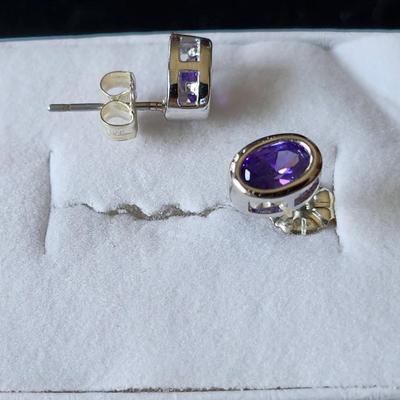 Tanzanite and 14K White Gold Earrings