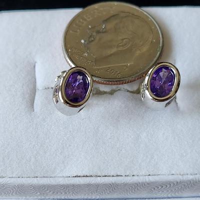 Tanzanite and 14K White Gold Earrings