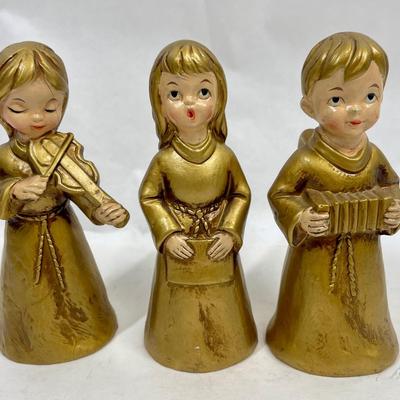 MCM Hand-Painted Gold Musical Angel Chalkware