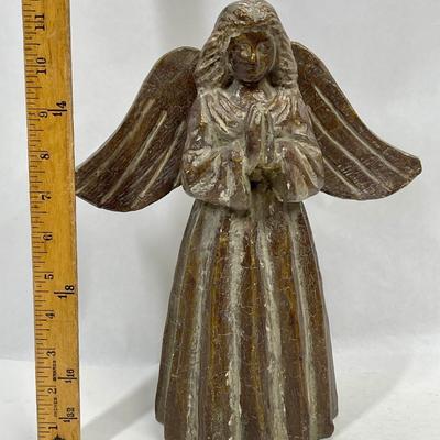 Angel Statue, Painted Plaster 12" tall