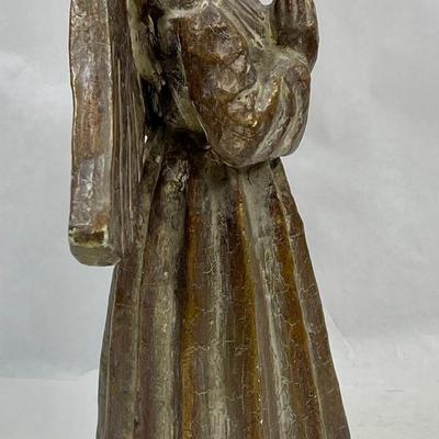Angel Statue, Painted Plaster 12" tall