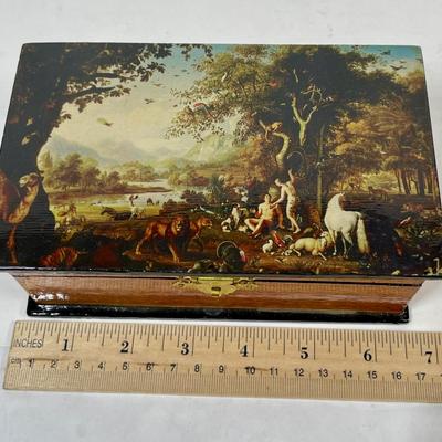 Earthly Paradise Artwork Decoupaged onto Trinket Box