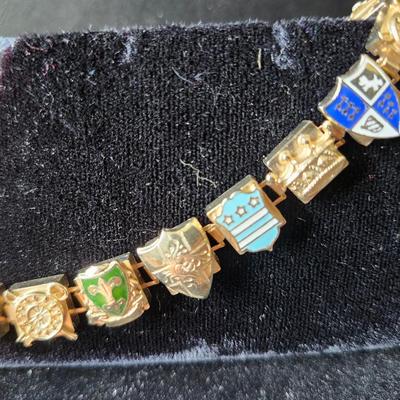 Vintage Enamel European Coats of Arms bracelet