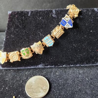 Vintage Enamel European Coats of Arms bracelet
