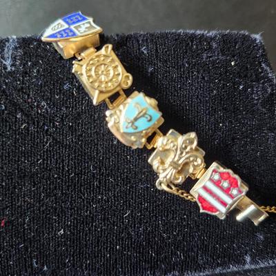 Vintage Enamel European Coats of Arms bracelet