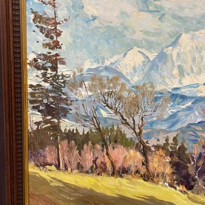Oil on Canvas Landscape Painting, Framed and Signed by J. Knuettinger