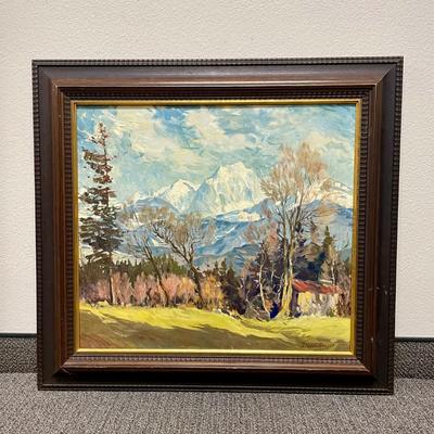 Oil on Canvas Landscape Painting, Framed and Signed by J. Knuettinger