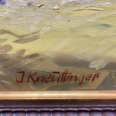 Oil on Canvas Landscape Painting, Framed and Signed by J. Knuettinger
