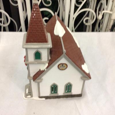 Shabby Oak Church with Carole’s and Trees Dept. 56 Snow Village