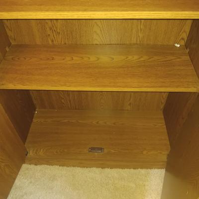 3 SECTION SHELVING UNITS WITH CABINETS ON 2