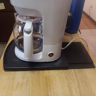 COFFEE MAKER, COFFEE MUGS, THERMOS & CREAM/SUGAR SET