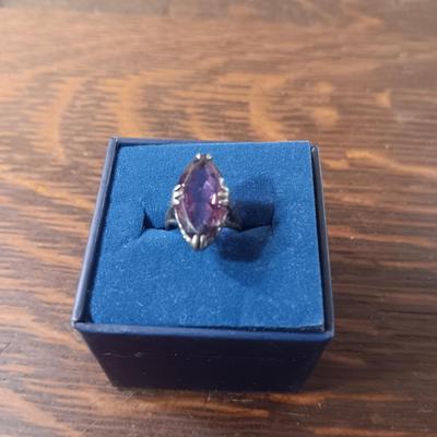 STERLING SILVER RING WITH PURPLE STONE