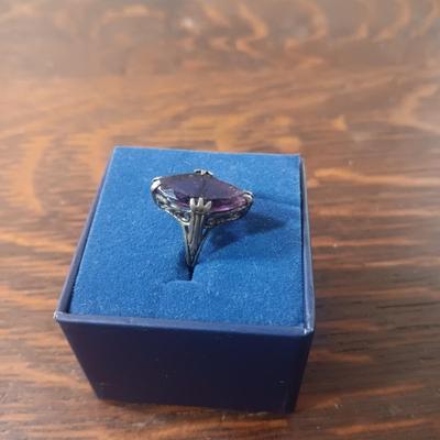 STERLING SILVER RING WITH PURPLE STONE
