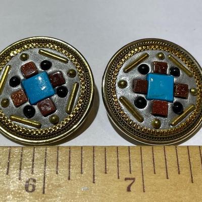 Vintage Designer MICHAL GOLAN Clip-on Earrings in Good Preowned Condition.