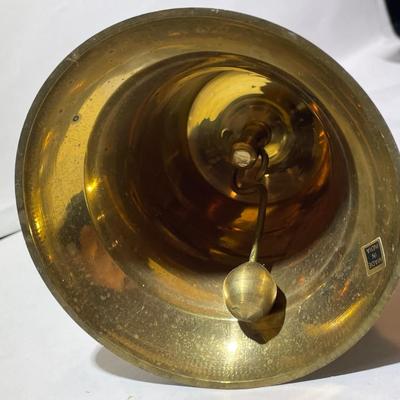 Vintage Large Solid Brass Bell 7-7/8" Tall Made in India in Good Preowned Condition.