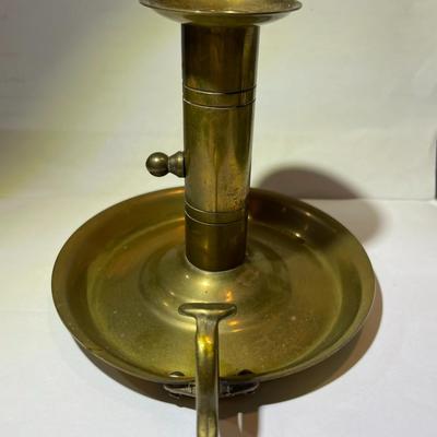 Antique Brass Finger Candle Holder 4.5" Tall in VG Preowned Condition.