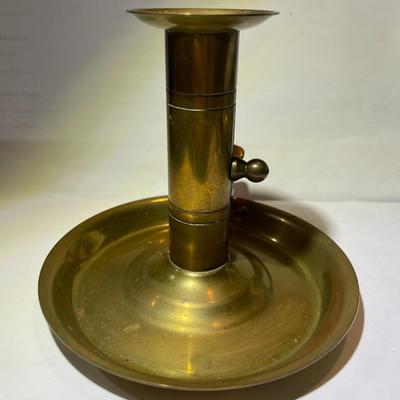 Antique Brass Finger Candle Holder 4.5" Tall in VG Preowned Condition.