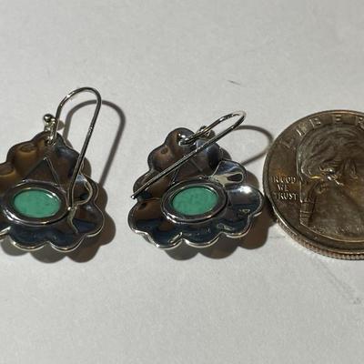 Dainty Sterling Silver .925 Dangling Turquoise Earrings in New Never Worn Condition.