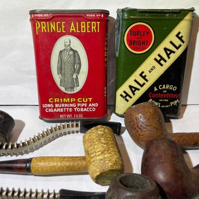 Heavily Used Pipe Collection and a Few Tins as Pictured. Receive all that's Pictured.