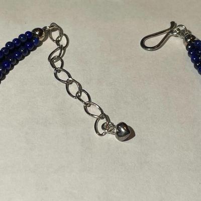 Jay King (DTR) Sterling Silver New Never Used Fashion Triple Strand Lapis Beads 16"-20" Adjustable Necklace Preowned from an...