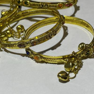 4-Vintage Indian Gold-tone Color Wedding Bangle Bracelets Preowned from an Estate in Good Preowned Condition.