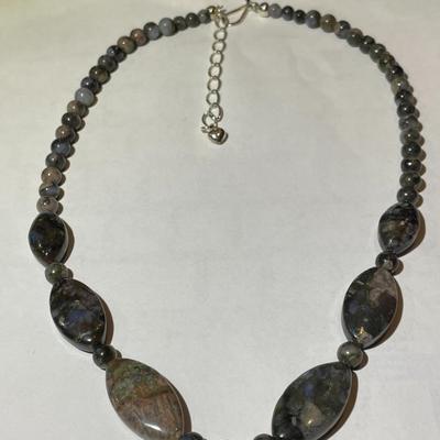 Jay King (DTR) Sterling Silver New Never Used Fashion Agate/Quartz 18"-20" Adjustable Necklace Preowned from an Estate....