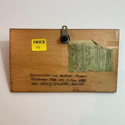 Real Piece of the BERLIN WALL Decor with Certificate (Wall Piece is 4.5" x 1.5") in Good Preowned Condition.