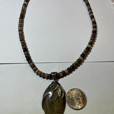 Jay King (DTR) Sterling Silver New Never Used Beaded 18"-20" Adjustable Necklace w/Pendant Preowned from an Estate. (Jewelry...