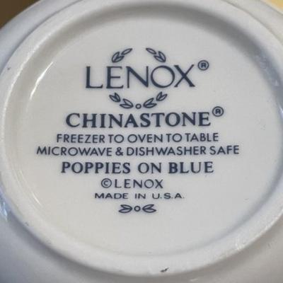 Lot of 12 Lenox Chinastone Poppies on Blue Mugs Tea/Coffee Cups in VG Preowned Condition.