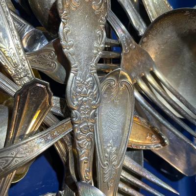 Vintage Assortment of Silver-Plated Flatware Receive all that is Pictured.