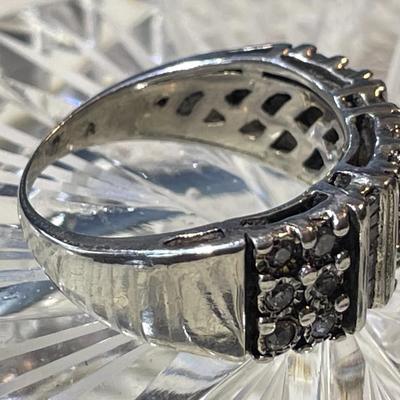 Vintage Sterling Silver Commercial Grade Diamond Band Ring 1/2 Carat TW Full Size 6-3/4 in Good Preowned Condition.