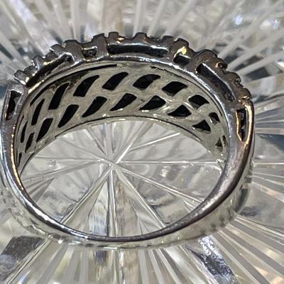 Vintage Sterling Silver Commercial Grade Diamond Band Ring 1/2 Carat TW Full Size 6-3/4 in Good Preowned Condition.