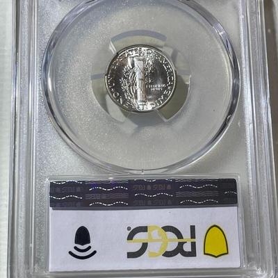 PCGS CERTIFIED 1945-D MS66 FULL BANDS WHITE MERCURY SILVER DIME AS PICTURED.
