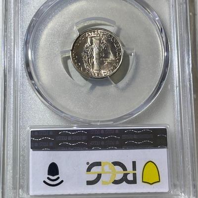 PCGS CERTIFIED 1945-S MS66 SUPERB TONED MERCURY SILVER DIME AS PICTURED.