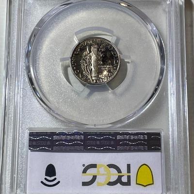 PCGS CERTIFIED 1945-S MS66 SUPERB TONED MERCURY SILVER DIME AS PICTURED.